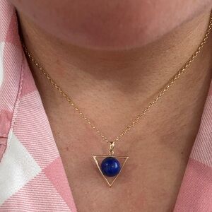 Natural Lapiz Lazuli Pendant in 18K Yellow Gold Settings, Japan Made